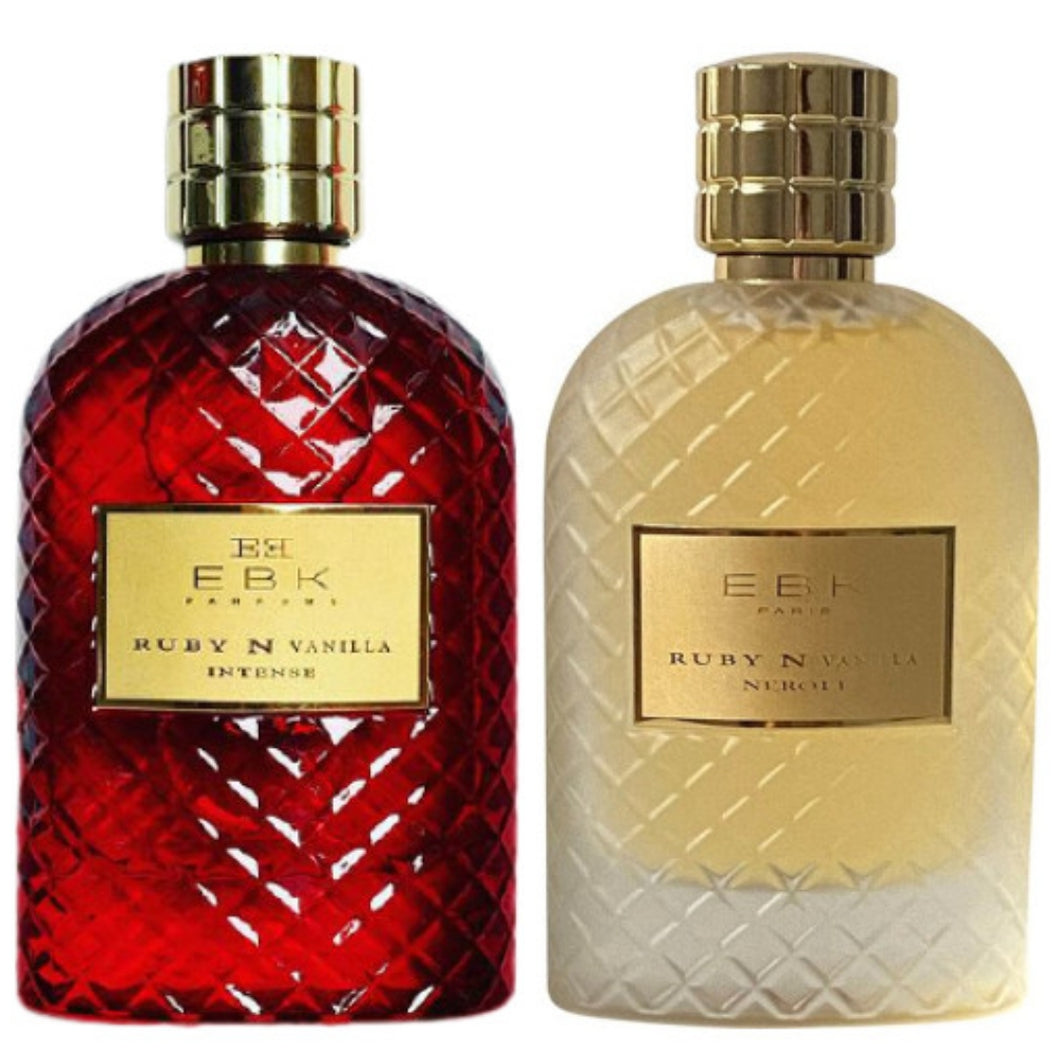 Compare aroma to Ruby N Vanilla Intense & Neroli by EBK women men type 1/3oz roll set on perfume cologne fragrance body oil alcohol free (unisex)